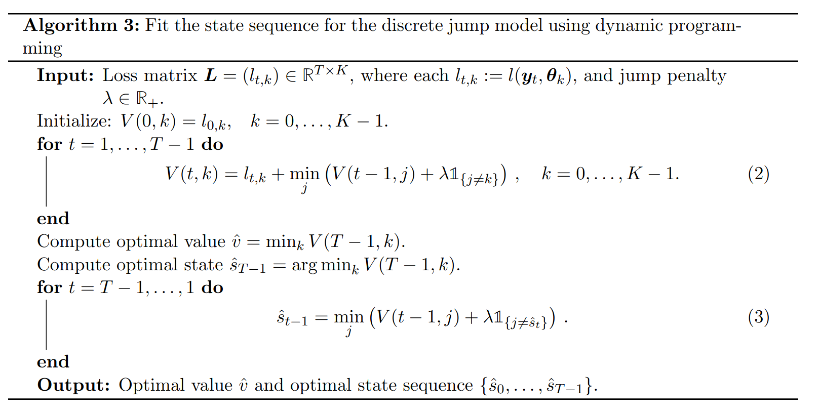 DP Algo to update state sequence